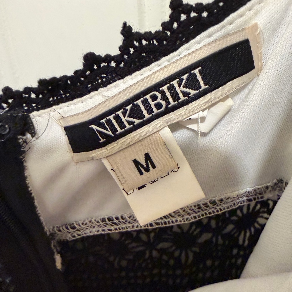Nikibiki Black and White Lace Detail Dress M Y2K - Picture 2 of 8